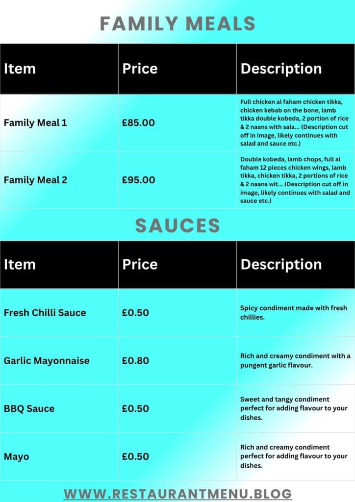 Al Safa Takeaway Menu