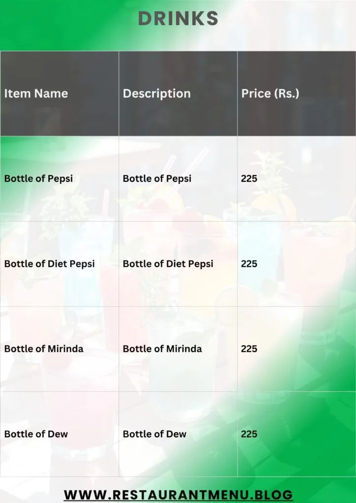 Caprinos Pizza Menu
