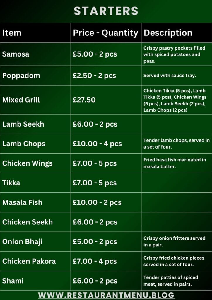 Al-Madina Menu