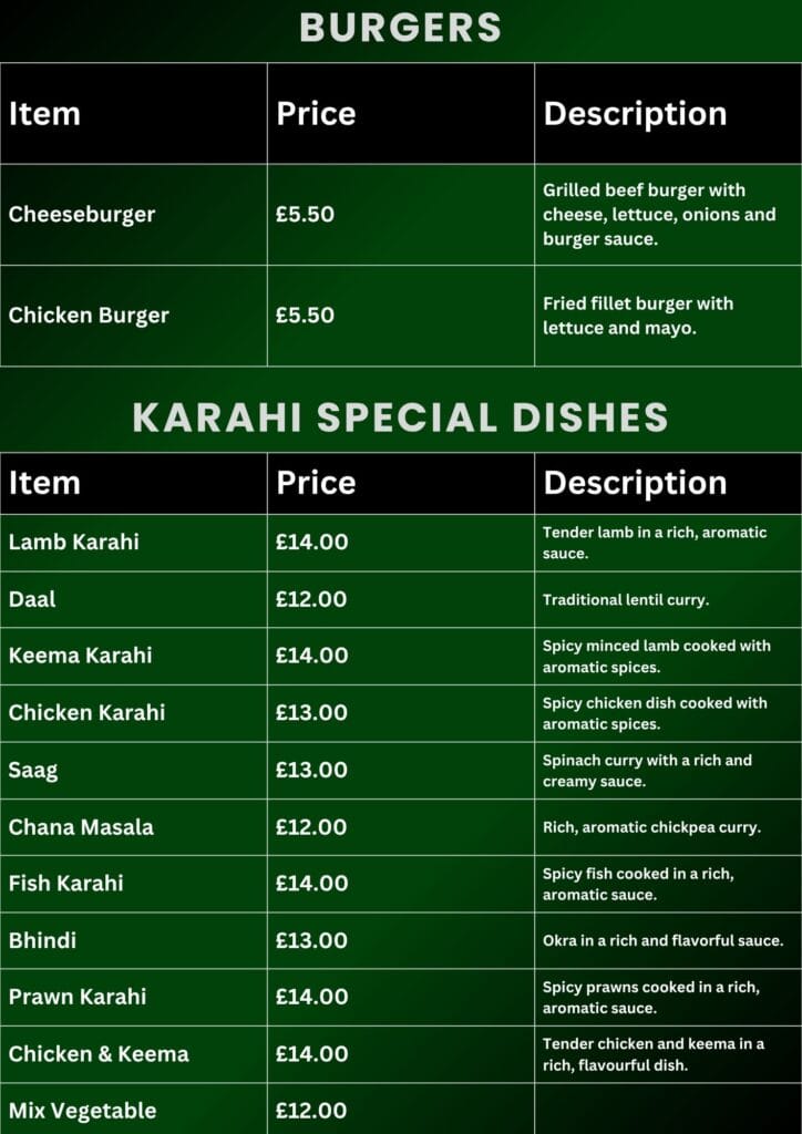 Al-Madina Menu