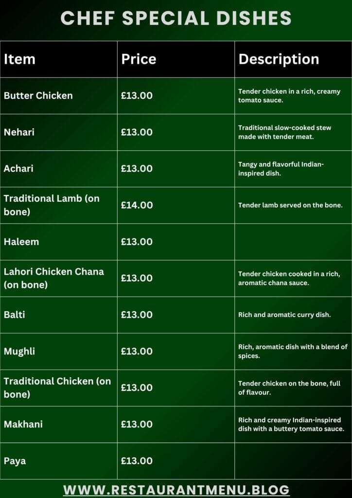 Al-Madina Menu