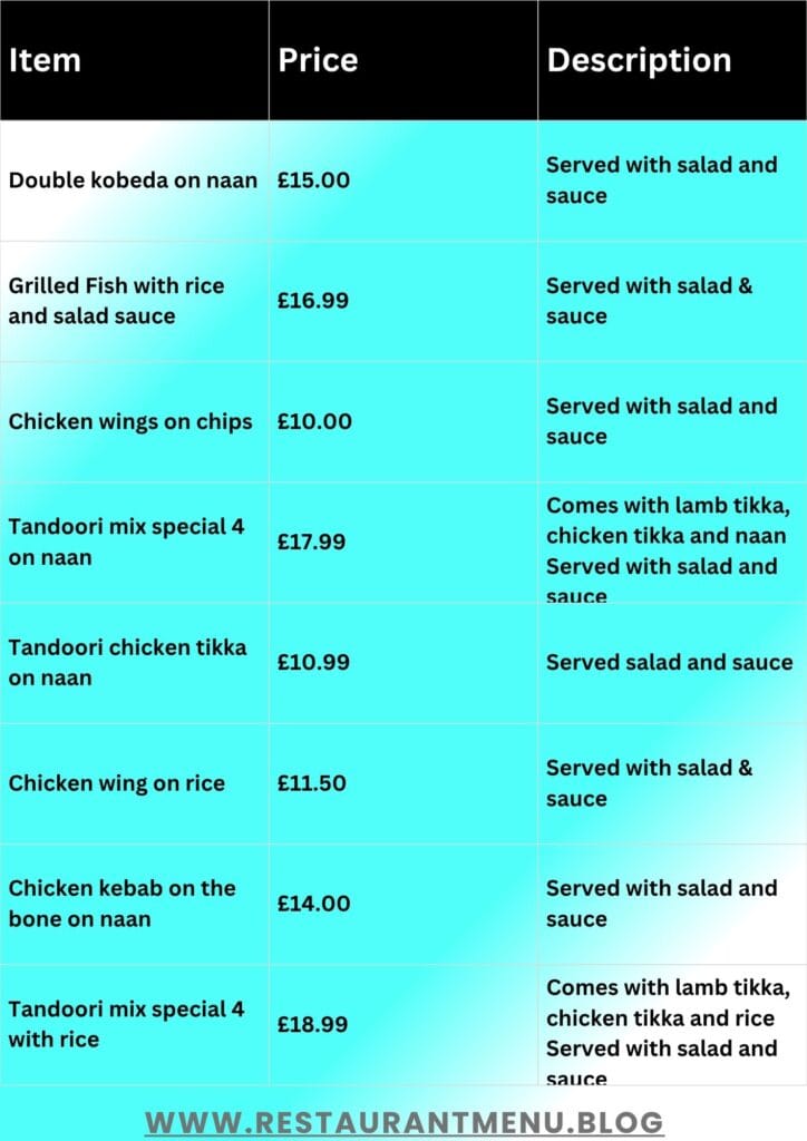 Al Safa Takeaway Menu