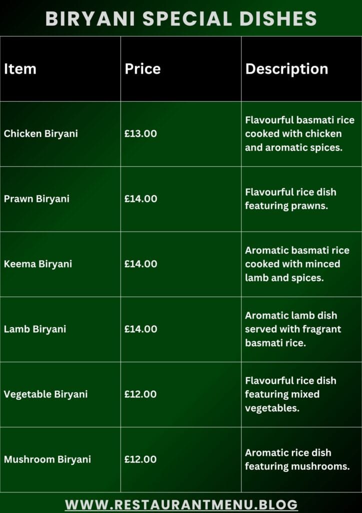 Al-Madina Menu