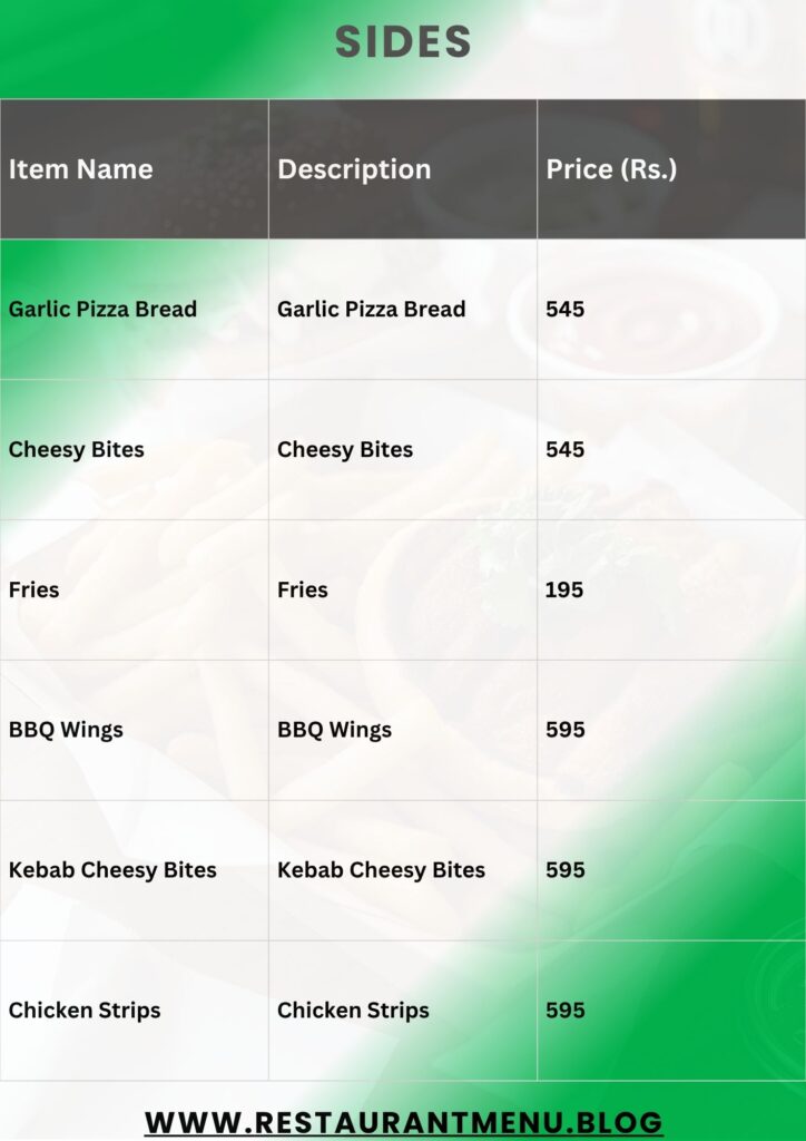 Caprinos Pizza Menu