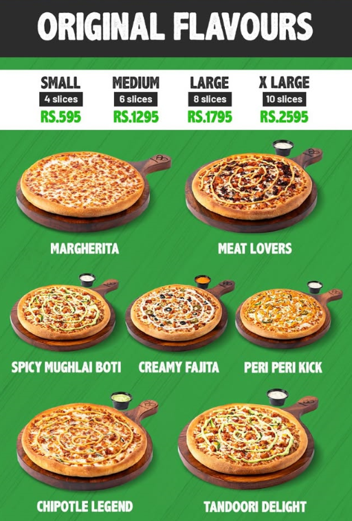 Caprinos Pizza Menu
