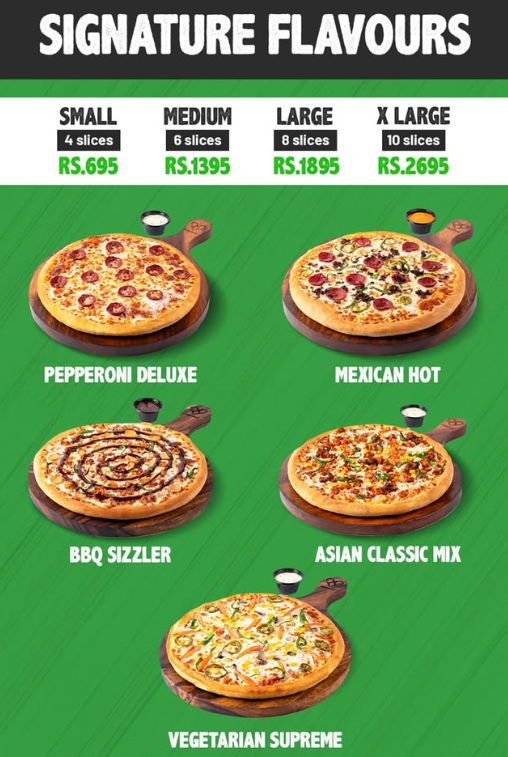 Caprinos Pizza Menu