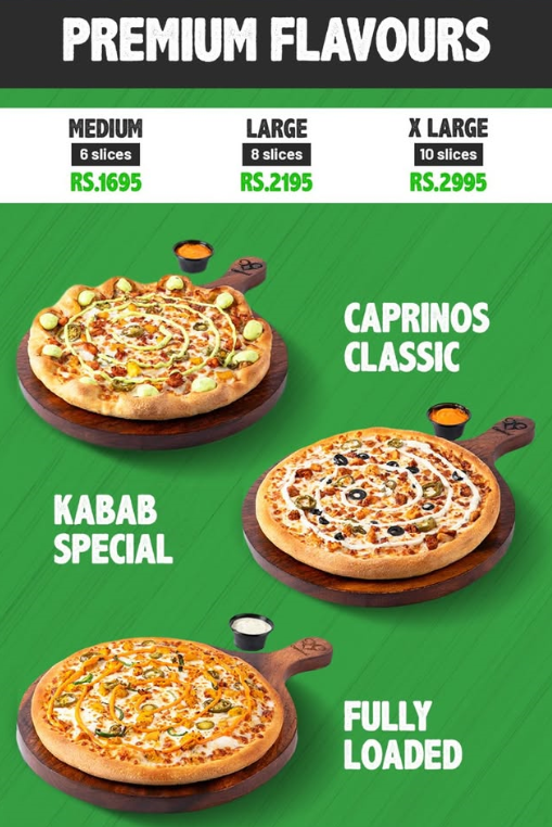 Caprinos Pizza Menu