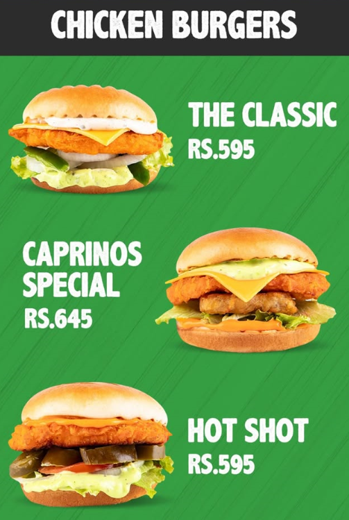 Caprinos Pizza Menu