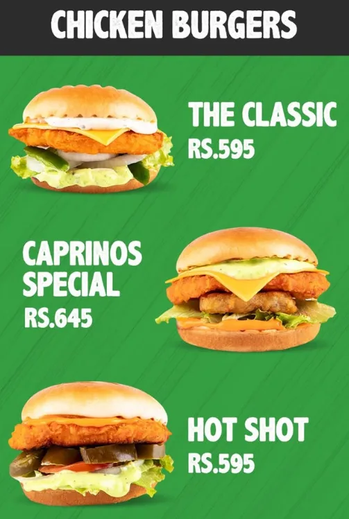 Caprinos Pizza Menu