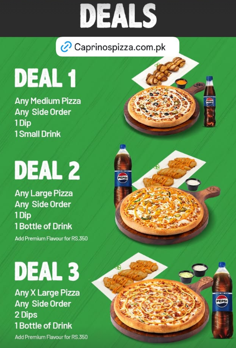 Caprinos Pizza Menu