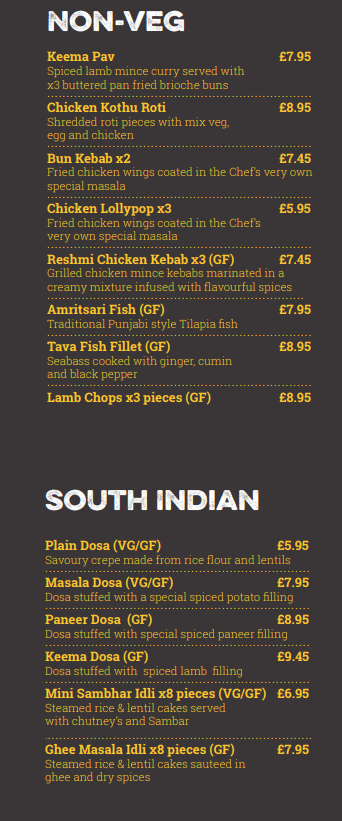 Chit 'N' Chaat Rusholme Menu