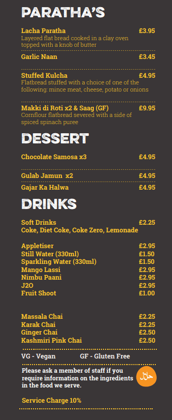 Chit 'N' Chaat Rusholme Menu