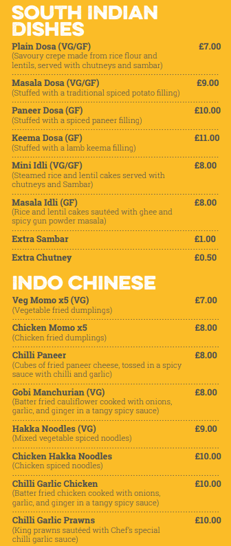Chit 'N' Chaat Rusholme Menu
