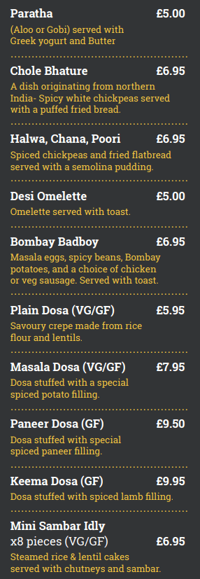 Chit 'N' Chaat Rusholme Menu