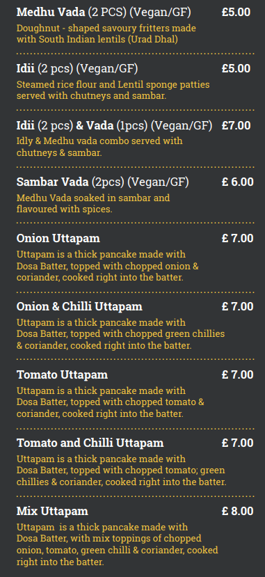 Chit 'N' Chaat Rusholme Menu