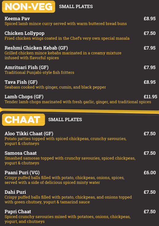 Chit 'N' Chaat Rusholme Menu