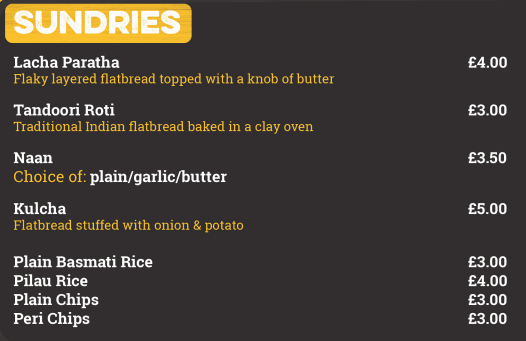 Chit 'N' Chaat Rusholme Menu