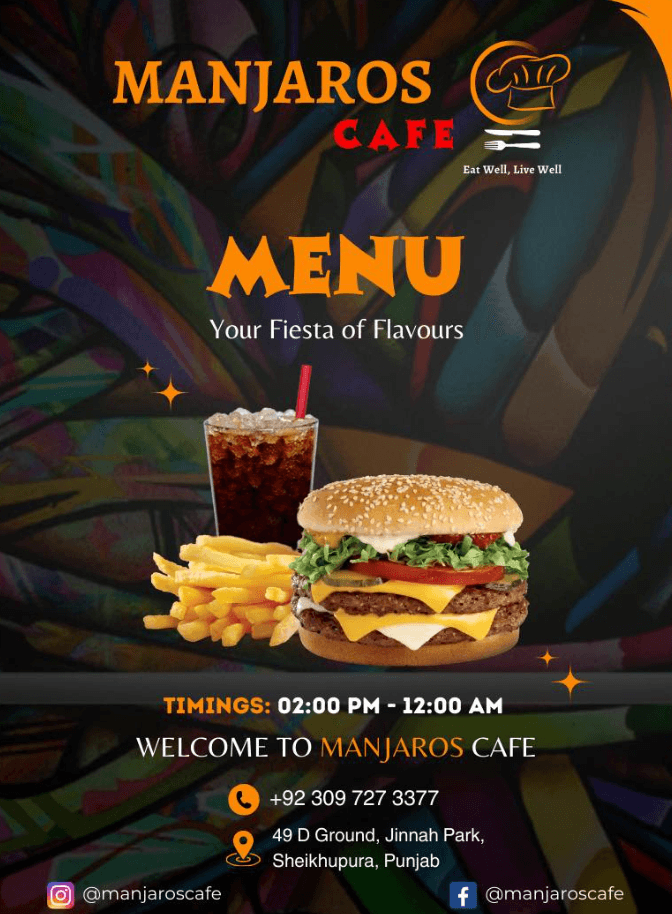 Manjaros Cafe Restaurant Menu