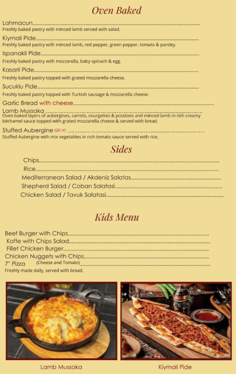 Sultanahmet Grill Menu
